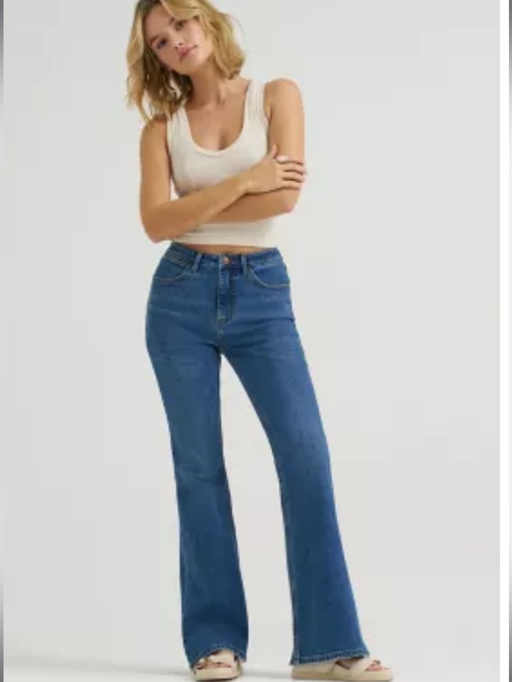 Wrangler Women's Blue High-Rise Flare Jeans